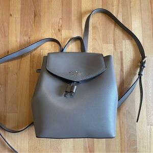 Kate Spade Gray Leather Backpack with Flap Closure